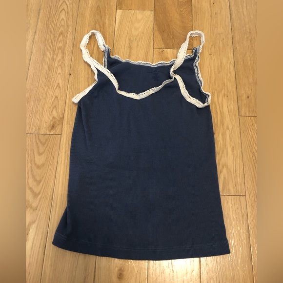 Brandy Melville Tops - Brandy Melville Navy Lace trim Top